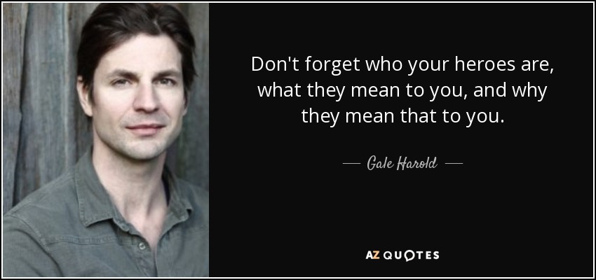 Don't forget who your heroes are, what they mean to you, and why they mean that to you. - Gale Harold