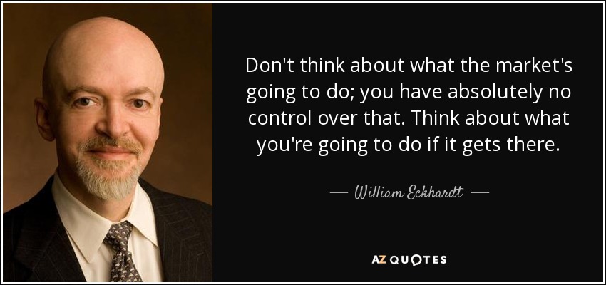 Don't think about what the market's going to do; you have absolutely no control over that. Think about what you're going to do if it gets there. - William Eckhardt