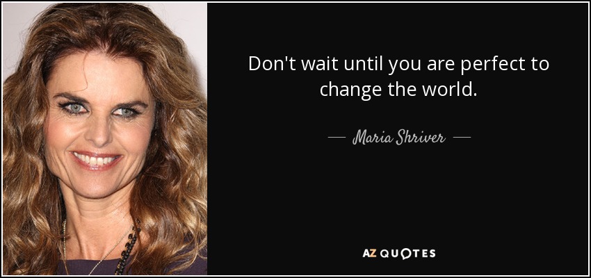 Don't wait until you are perfect to change the world. - Maria Shriver