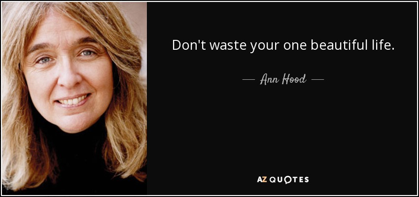 Don't waste your one beautiful life. - Ann Hood