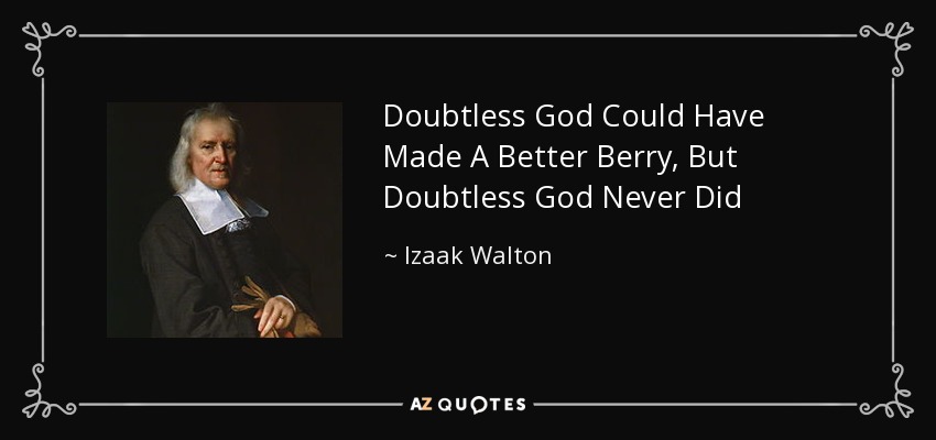 Doubtless God Could Have Made A Better Berry, But Doubtless God Never Did - Izaak Walton