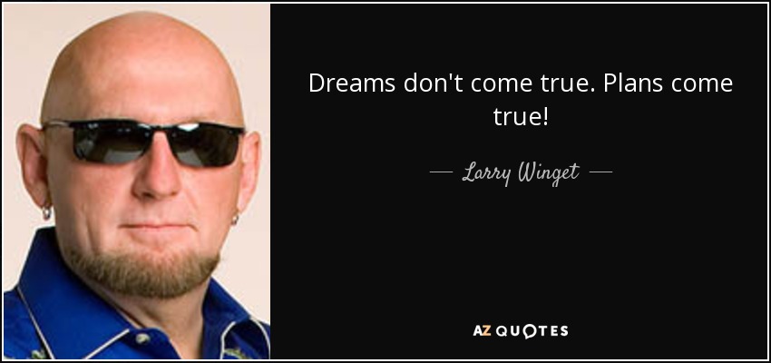 Dreams don't come true. Plans come true! - Larry Winget