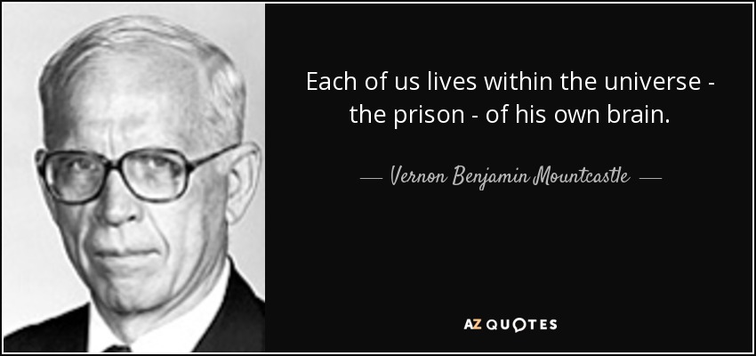 Each of us lives within the universe - the prison - of his own brain. - Vernon Benjamin Mountcastle