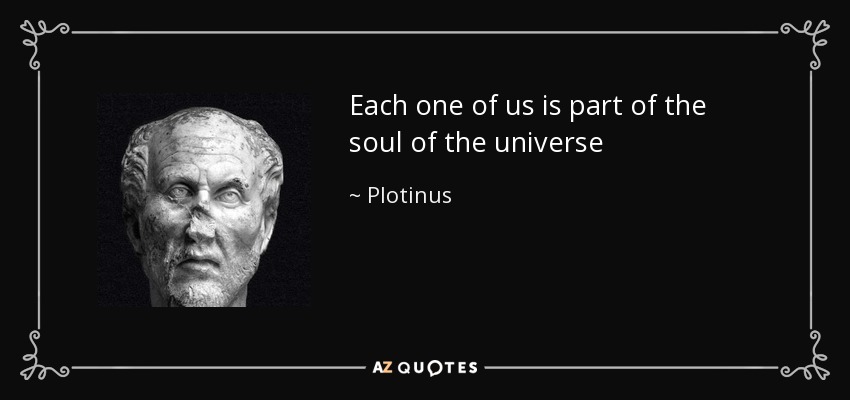 Each one of us is part of the soul of the universe - Plotinus
