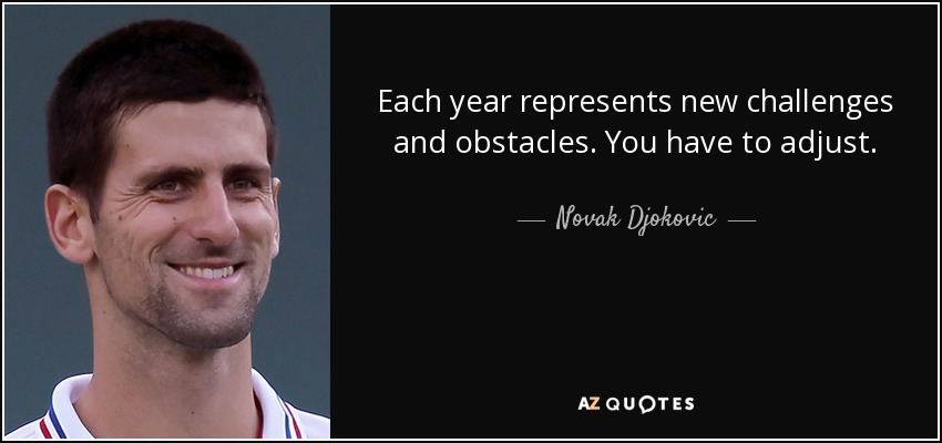 Each year represents new challenges and obstacles. You have to adjust. - Novak Djokovic