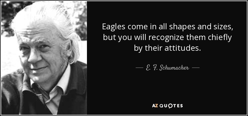 Eagles come in all shapes and sizes, but you will recognize them chiefly by their attitudes. - E. F. Schumacher