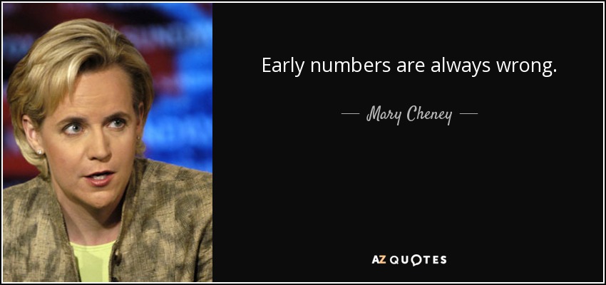 Early numbers are always wrong. - Mary Cheney
