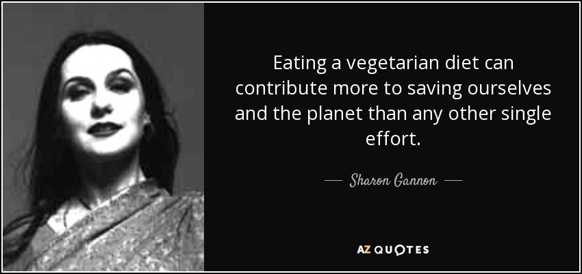 Eating a vegetarian diet can contribute more to saving ourselves and the planet than any other single effort. - Sharon Gannon
