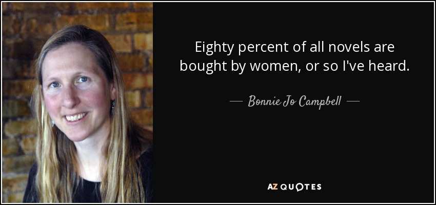 Eighty percent of all novels are bought by women, or so I've heard. - Bonnie Jo Campbell