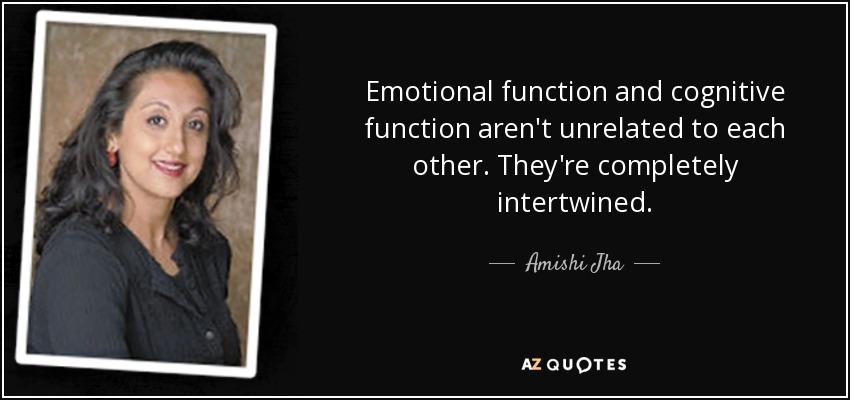 Emotional function and cognitive function aren't unrelated to each other. They're completely intertwined. - Amishi Jha