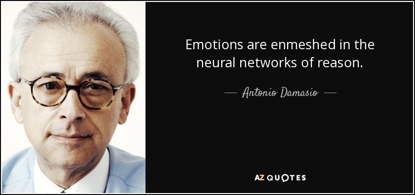 Emotions are enmeshed in the neural networks of reason. - Antonio Damasio