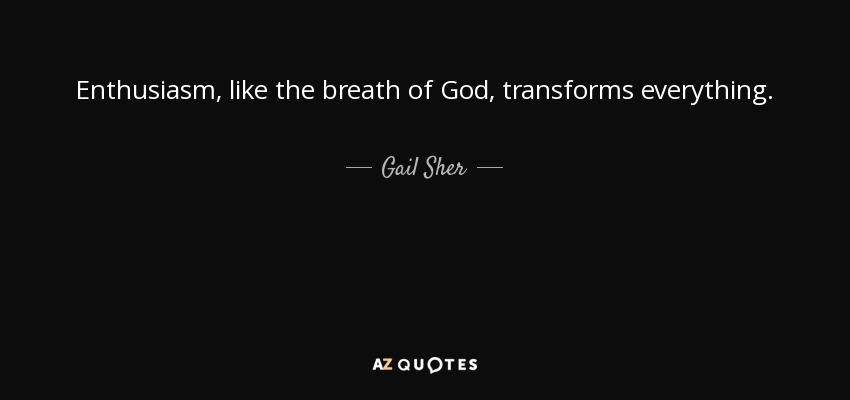 Enthusiasm, like the breath of God, transforms everything. - Gail Sher
