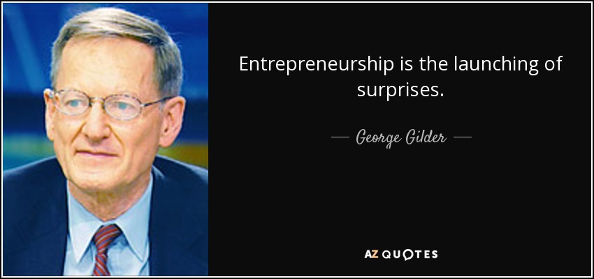 Entrepreneurship is the launching of surprises. - George Gilder