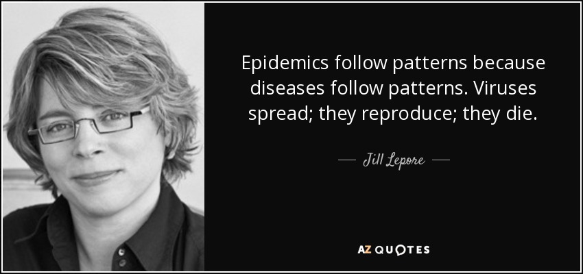 Epidemics follow patterns because diseases follow patterns. Viruses spread; they reproduce; they die. - Jill Lepore