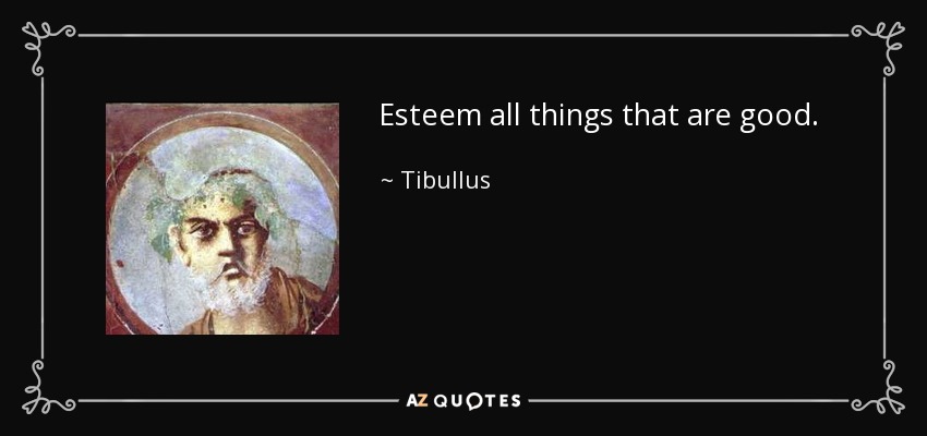 Esteem all things that are good. - Tibullus