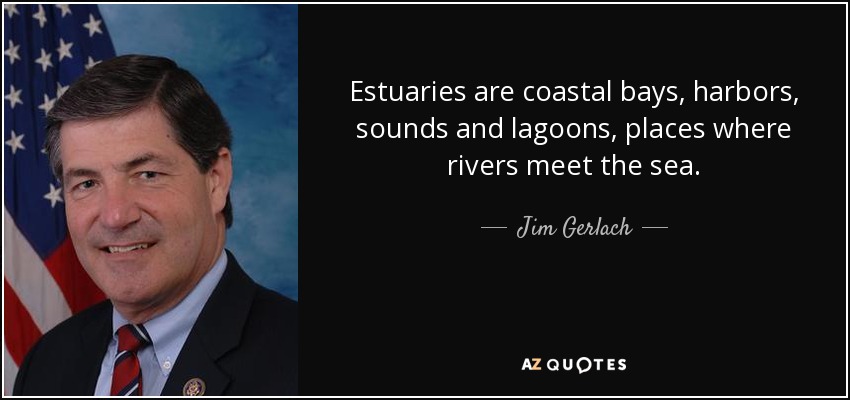 Estuaries are coastal bays, harbors, sounds and lagoons, places where rivers meet the sea. - Jim Gerlach