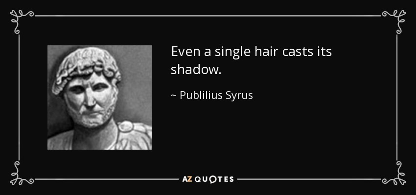 Even a single hair casts its shadow. - Publilius Syrus