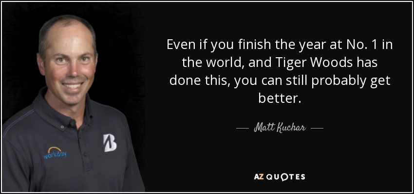 Even if you finish the year at No. 1 in the world, and Tiger Woods has done this, you can still probably get better. - Matt Kuchar