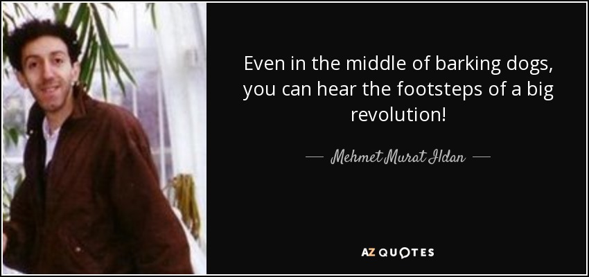 Even in the middle of barking dogs, you can hear the footsteps of a big revolution! - Mehmet Murat Ildan