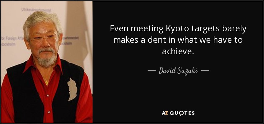 Even meeting Kyoto targets barely makes a dent in what we have to achieve. - David Suzuki