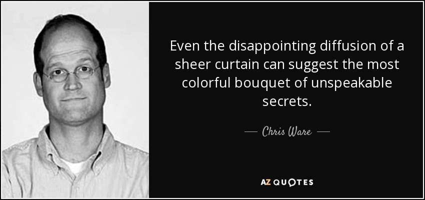 Even the disappointing diffusion of a sheer curtain can suggest the most colorful bouquet of unspeakable secrets. - Chris Ware