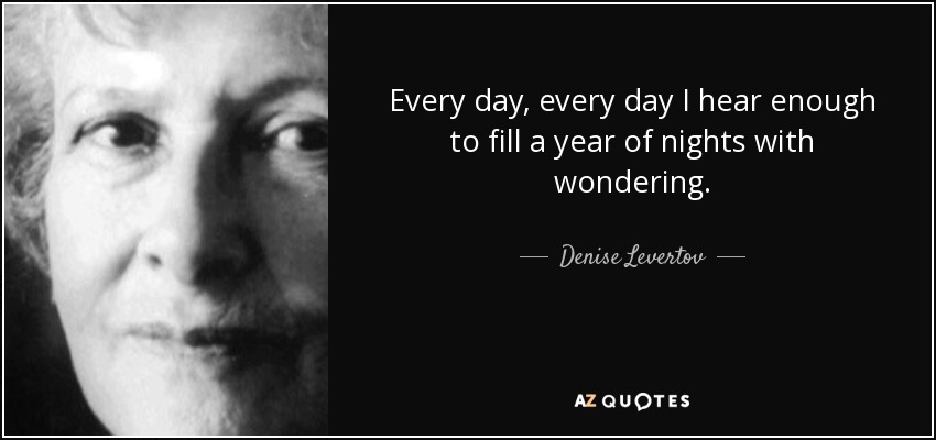 Every day, every day I hear enough to fill a year of nights with wondering. - Denise Levertov