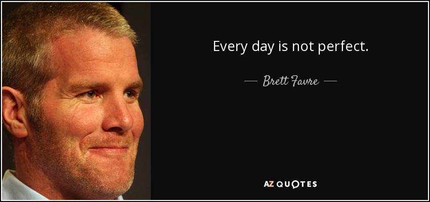 Every day is not perfect. - Brett Favre