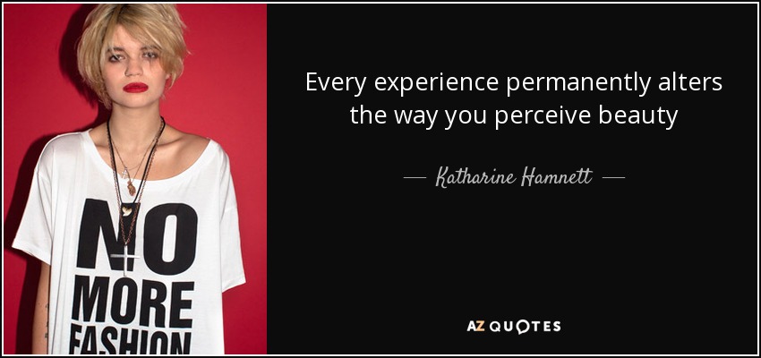 Every experience permanently alters the way you perceive beauty - Katharine Hamnett