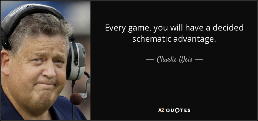 Every game, you will have a decided schematic advantage. - Charlie Weis