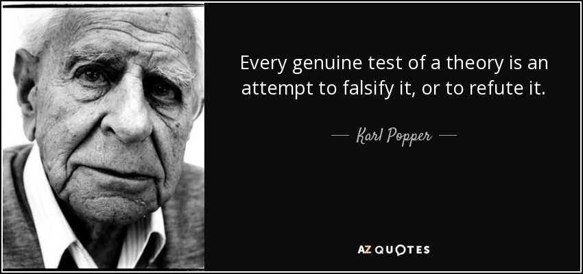 Every genuine test of a theory is an attempt to falsify it, or to refute it. - Karl Popper