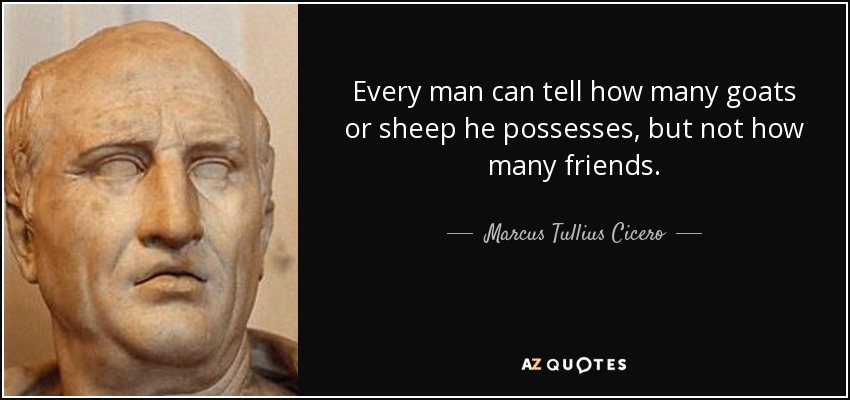 Every man can tell how many goats or sheep he possesses, but not how many friends. - Marcus Tullius Cicero