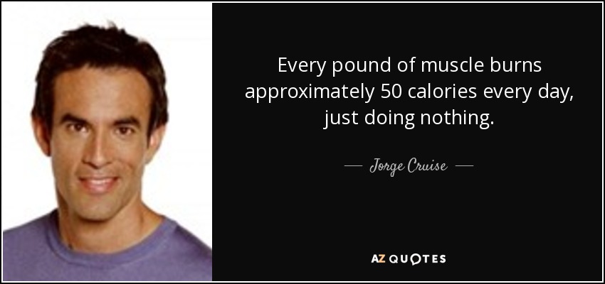 Every pound of muscle burns approximately 50 calories every day, just doing nothing. - Jorge Cruise