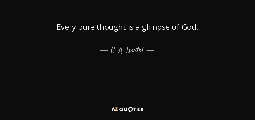 Every pure thought is a glimpse of God. - C. A. Bartol