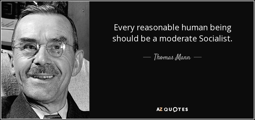 Every reasonable human being should be a moderate Socialist. - Thomas Mann