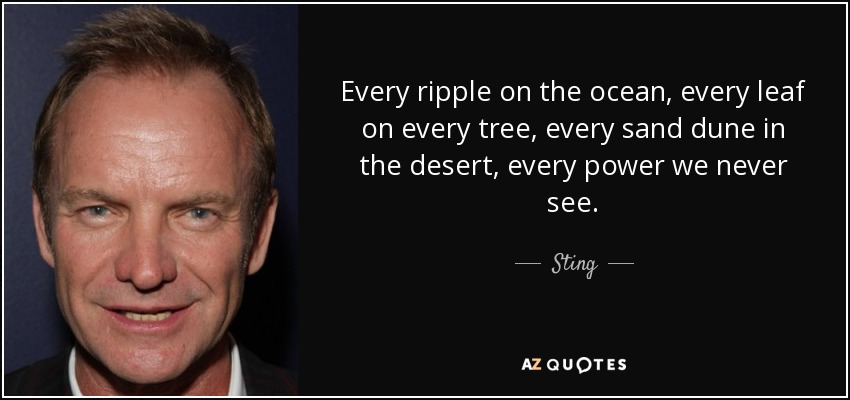 Every ripple on the ocean, every leaf on every tree, every sand dune in the desert, every power we never see. - Sting