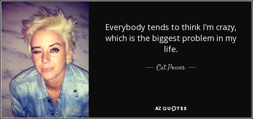 Everybody tends to think I'm crazy, which is the biggest problem in my life. - Cat Power