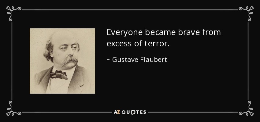 Everyone became brave from excess of terror. - Gustave Flaubert