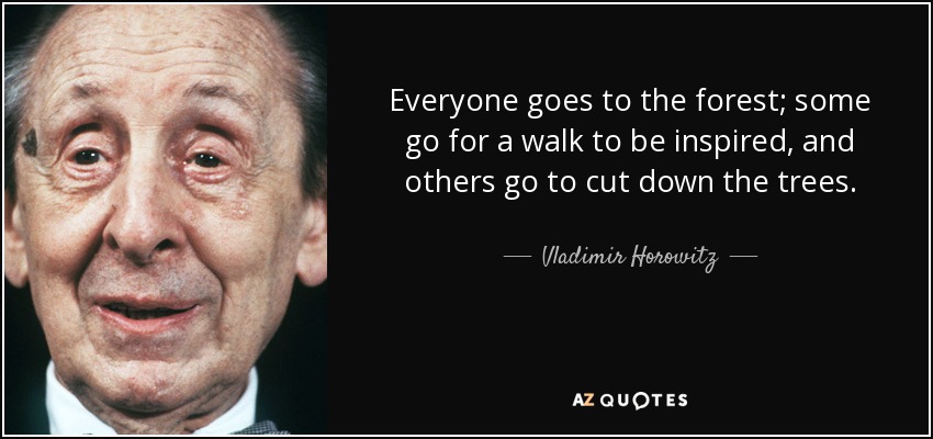 Everyone goes to the forest; some go for a walk to be inspired, and others go to cut down the trees. - Vladimir Horowitz