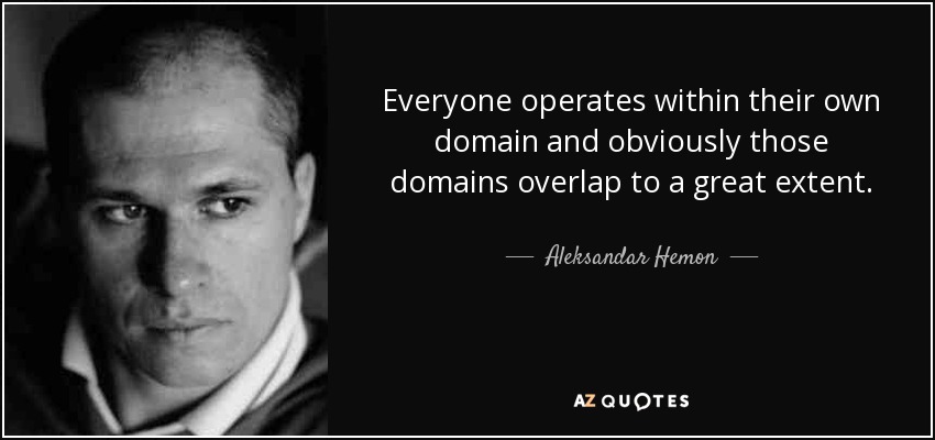 Everyone operates within their own domain and obviously those domains overlap to a great extent. - Aleksandar Hemon