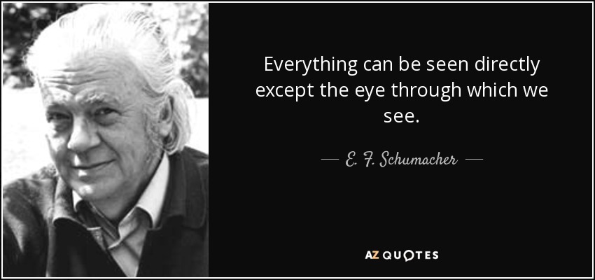 Everything can be seen directly except the eye through which we see. - E. F. Schumacher