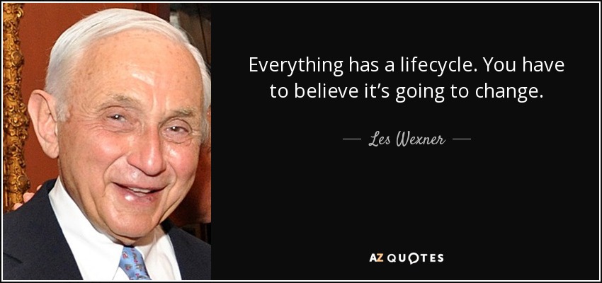 Everything has a lifecycle. You have to believe it’s going to change. - Les Wexner