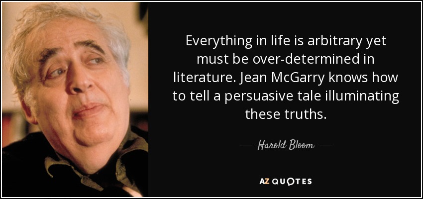 Everything in life is arbitrary yet must be over-determined in literature. Jean McGarry knows how to tell a persuasive tale illuminating these truths. - Harold Bloom