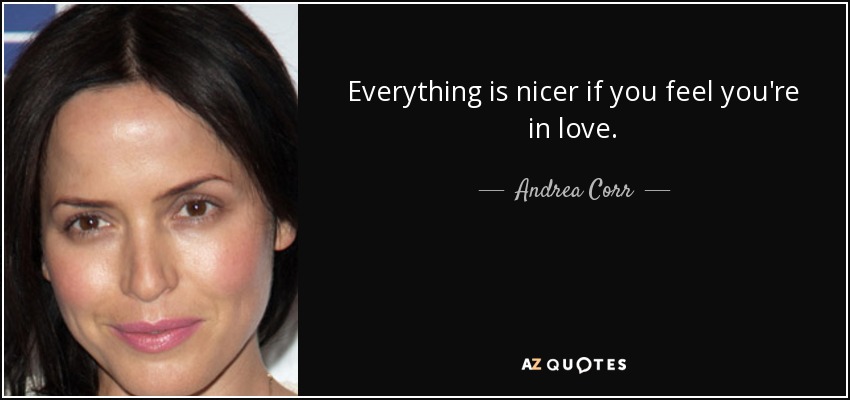 Everything is nicer if you feel you're in love. - Andrea Corr