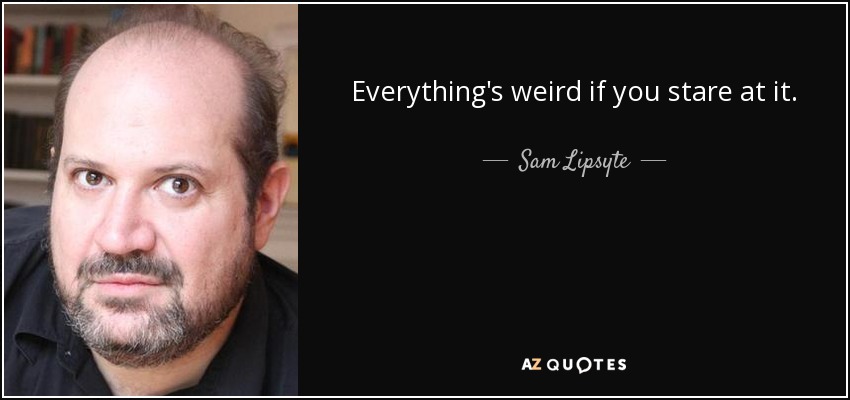 Everything's weird if you stare at it. - Sam Lipsyte