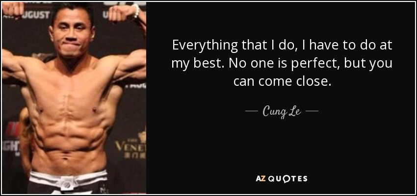Everything that I do, I have to do at my best. No one is perfect, but you can come close. - Cung Le