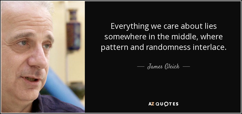 Everything we care about lies somewhere in the middle, where pattern and randomness interlace. - James Gleick