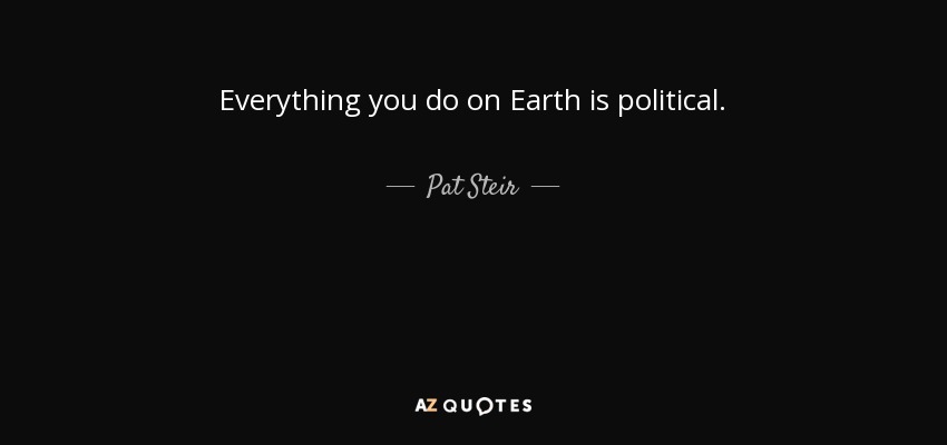 Everything you do on Earth is political. - Pat Steir