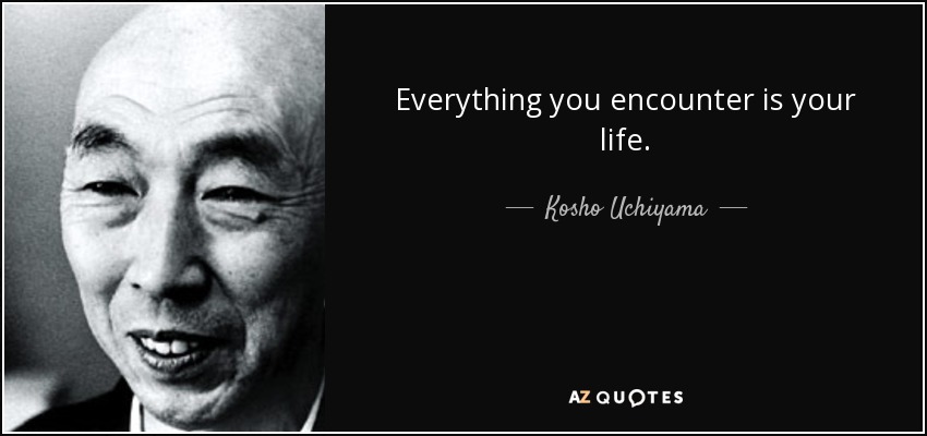 Everything you encounter is your life. - Kosho Uchiyama