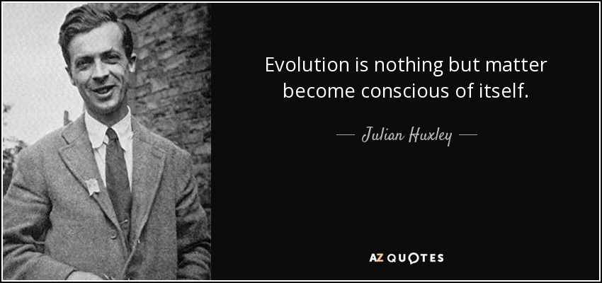 Evolution is nothing but matter become conscious of itself. - Julian Huxley