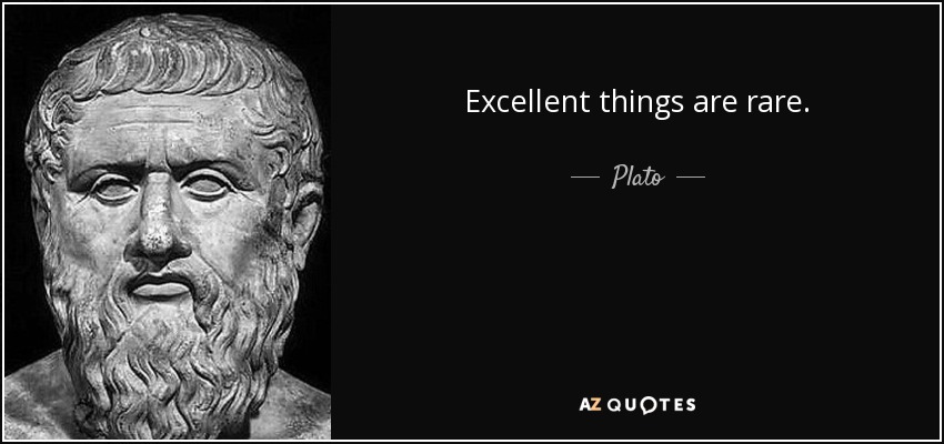 Excellent things are rare. - Plato